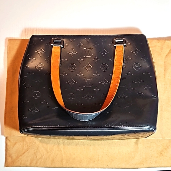 Authentic Louis Vuitton black noir matte monogram Stockton shoulder / tote bag - Picture 5 of 16